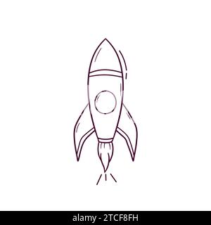 Illustration dessinée à la main de l'icône de fusée. Illustration d'esquisse vectorielle Doodle Illustration de Vecteur