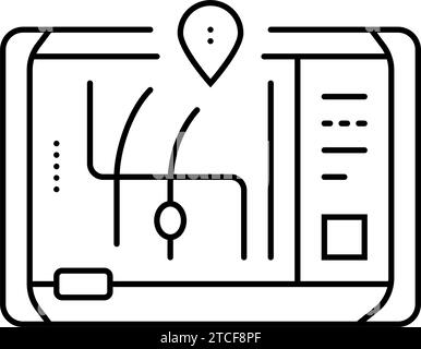 illustration vectorielle d'icône de ligne de livraison autonome de navigation gps Illustration de Vecteur