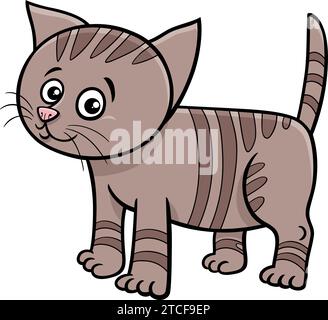 Illustration de dessin animé de joli tabby kitten personnage d'animal de bande dessinée Illustration de Vecteur