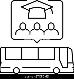 illustration vectorielle d'icône de ligne d'école primaire de sortie sur le terrain Illustration de Vecteur