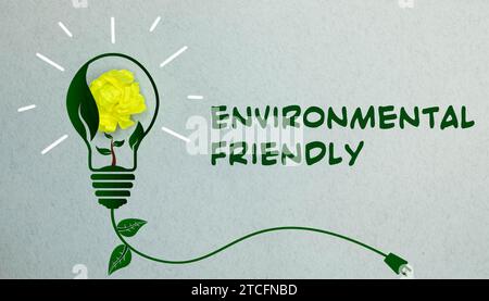 message de signe respectueux de l'environnement sur un panneau de bois et plante verte - image est isolée sur un fond blanc. Banque D'Images