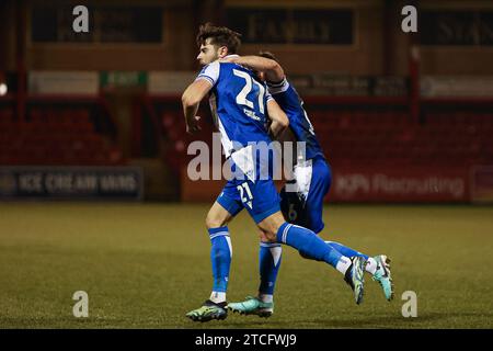 Bristols Connor Taylor célèbre sa 3-0e place lors du match du 2e tour de la FA Cup entre Crewe Alexandra et Bristol Rovers au Alexandra Stadium, Crewe, le mardi 12 décembre 2023. (Photo : Chris Donnelly | MI News) crédit : MI News & Sport / Alamy Live News Banque D'Images