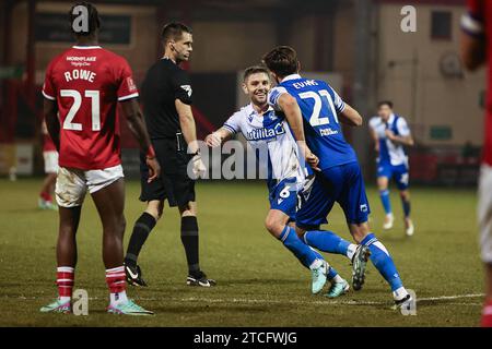 Bristols Connor Taylor célèbre sa 3-0e place lors du match du 2e tour de la FA Cup entre Crewe Alexandra et Bristol Rovers au Alexandra Stadium, Crewe, le mardi 12 décembre 2023. (Photo : Chris Donnelly | MI News) crédit : MI News & Sport / Alamy Live News Banque D'Images