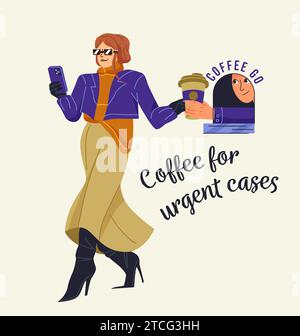 Personne drôle avec concept de vecteur de café Illustration de Vecteur