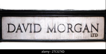 Cardiff, South Glamorgan, pays de Galles, Europe - 13 novembre 2023 : signe pour David Morgan ancien grand magasin Banque D'Images