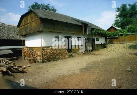 Grange sur une propriété rurale dans le comté de Neamt, Roumanie, env. 1998 Banque D'Images