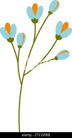 Branche fleurie colorée abstraite dans des tons lumineux à la mode. Elément de design pour les salutations de printemps. Isoler. eps. Illustration vectorielle pour cartes, affiches, bannières ou publicité, autocollant ou autre Illustration de Vecteur