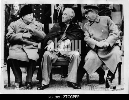 Yalta (Crimée). Février 1945. Conférence au palais de Livadia, tenue du 4 au 11 février 1945, à laquelle Churchill, Staline et Roosevelt ont participé. Crédit : Album / Archivo ABC / Keystone Banque D'Images