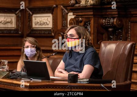 Barcelone, 07/23/2021. Le conseil municipal a placé une image du roi lors de la séance plénière qui s'est tenue ce matin. Photo : Adrián Quiroga. ARCHDC. Crédit : Album / Archivo ABC / Adrian Quiroga Banque D'Images