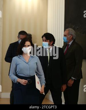 Madrid, 03/10/2021. Conférence de presse de la présidente de la CAM Isabel Díaz Ayuso après avoir signé un décret pour convoquer des élections anticipées. Photo : Jaime García. ARCHDC. Crédit : Album / Archivo ABC / Jaime García Banque D'Images