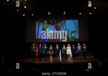 Madrid, 05/27/2021. Prix FAES à Juan Guaidó des mains de l'ancien président du gouvernement José María Aznar. Photo : Ángel de Antonio. Archdc. Crédit : Album / Archivo ABC / Ángel de Antonio Banque D'Images