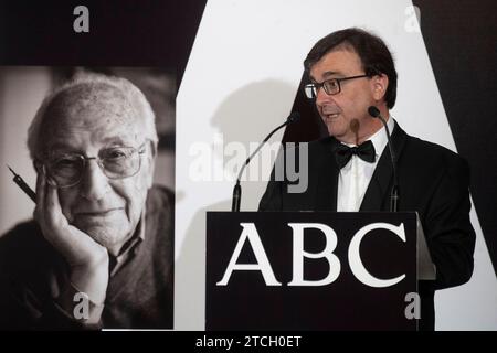 Madrid, 06/22/2021. Les rois d'Espagne Don Felipe et Doña Letizia remettent les prix Mariano de Cavia, Luca de Tena et Mingote à Javier Cercas, José María Carrascal et Ricardo. Photo : de San Bernardo. ARCHDC. Crédit : Album / Archivo ABC / Eduardo San Bernardo Banque D'Images