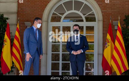 Madrid, 06/29/2021. Rencontre au Palais Moncloa du Président du Gouvernement Pedro Sánchez et du Père Aragonés, Président de la Generalitat. Photo : Ignacio Gil. ARCHDC. Crédit : Album / Archivo ABC / Ignacio Gil Banque D'Images