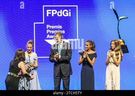 Cornellá de Llobregat (Barcelone), 07/04/2022. Prix Princesse de Gérone avec la présence de Princesse Leonor, Infanta Sofía et SS.MM. les Rois. Photo : Adrián Quiroga. ARCHDC. Crédit : Album / Archivo ABC / Adrian Quiroga Banque D'Images