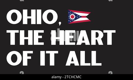 Jour national de l'Ohio, Columbus Day, Ohio le coeur de tout, affiche de conception de drapeau de bannière, états-unis d'Amérique fond Illustration de Vecteur