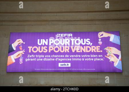 Bordeaux , France - 12 06 2023 : marque logo Zefir signe et texte sur le site web publicitaire zefir.fr de la société de bureaux de courtage d'agence immobilière Banque D'Images