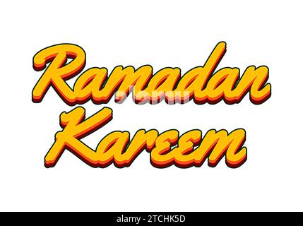 Ramadan kareem. Conception d'effet de texte en couleur jaune avec look 3D. Illustration de Vecteur