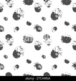 Motif sans couture de taches grises et éclaboussures. Cercles noirs et blots. Illustration vectorielle Illustration de Vecteur