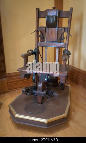 Chaise électrique à Ohio State Reformatory, prison historique située à Mansfield, Ohio Banque D'Images