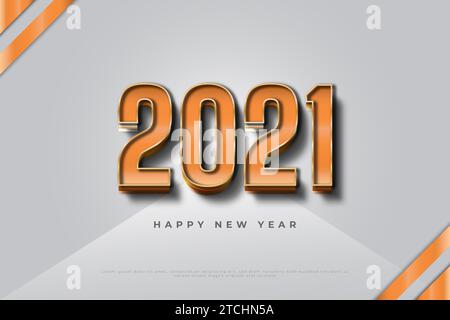 Bannière de bonne année 2021 avec des numéros 3d sur fond blanc Illustration de Vecteur