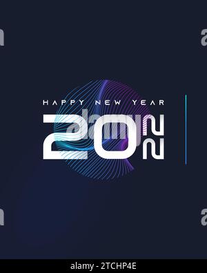 Bonne année 2022 affiche Set avec style futuriste et coloré. 2022 modèle de conception de numéro de texte. Modèle de conception de célébration du nouvel an pour Flyer Illustration de Vecteur