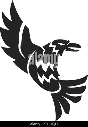Modèle de logo Raven isolé. Identité de marque. Icône graphique vectoriel abstrait Illustration de Vecteur