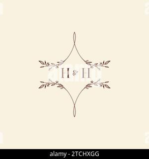 Lettres initiales de logo de mariage HH dans la conception professionnelle de haute qualité qui imprimera bien sur tous les supports d'impression Illustration de Vecteur