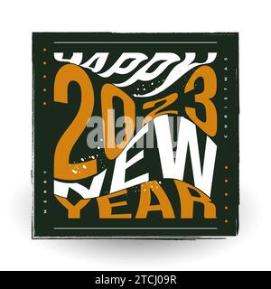 Affiche de bonne année 2023. Nouvelle année 2023 Typographie avec style de papier. Utilisable pour célébration, bannière, affiche, carte, couverture et publication de médias sociaux Illustration de Vecteur