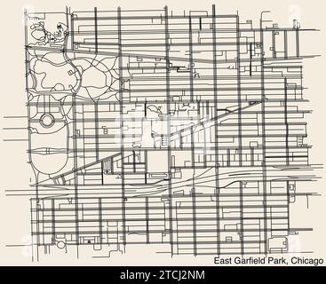 Carte des rues de la ZONE COMMUNAUTAIRE EAST GARFIELD PARK, CHICAGO Illustration de Vecteur