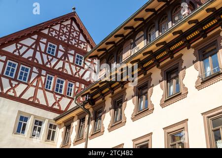 Maison historique à colombages appelée Henneberger Haus à Meiningen, Thuringe Banque D'Images