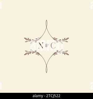 Lettres initiales de logo de mariage NC dans la conception professionnelle de haute qualité qui imprimeront bien sur tous les supports d'impression Illustration de Vecteur