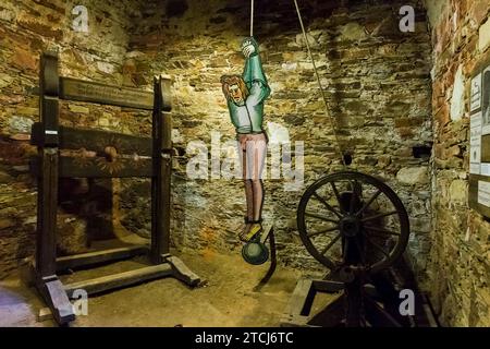 Palais Augustusburg, donjon avec chambre de torture Banque D'Images