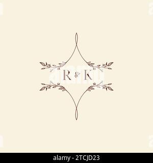 Lettres initiales de logo de mariage RK dans la conception professionnelle de haute qualité qui imprimera bien sur tous les supports d'impression Illustration de Vecteur