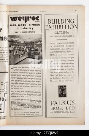 Publicité tirée d'un exemplaire des années 1940 The Builder Magazine ; Weyroc Timber ; Falkus Bros Ltd; Banque D'Images