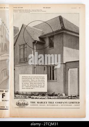 Publicité tirée d'une copie des années 1940 The Builder Magazine - The Marley Tile Company Limited Banque D'Images