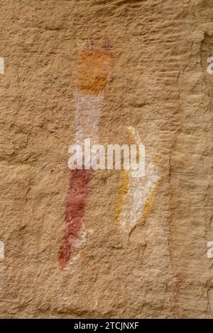 Pictogrammes préhispaniques au site d'interprétation White Birds dans le district historique national de Canyon Pintado au Colorado. Améri pré-hispanique Banque D'Images