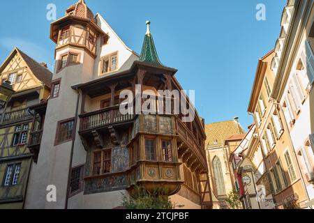 La Maison Pfister est un monument situé sur la commune de Colmar (Haut-Rhin, Grand est). Construit en 1537, il est le premier exemple de Renaissance A. Banque D'Images