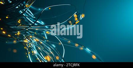 Fond de technologie abstraite avec des lumières de bokeh mobiles. Banque D'Images