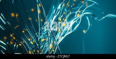 Fond de technologie abstraite avec des lumières de bokeh mobiles. Banque D'Images