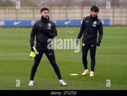 Facundo Buonanotte de Brighton et Hove Albion lors d'une séance d'entraînement à l'Amex Performance Centre, Brighton et Hove. Date de la photo : mercredi 13 décembre 2023. Banque D'Images