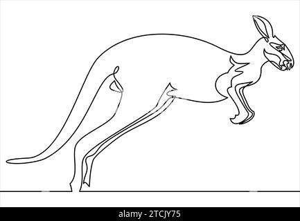 Silhouette de kangourou à une ligne.style minimaliste dessiné à la main. illustration Illustration de Vecteur