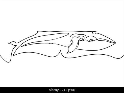 silhouette de conception de baleine d'une ligne. illustration de style minimalisme dessiné à la main Illustration de Vecteur