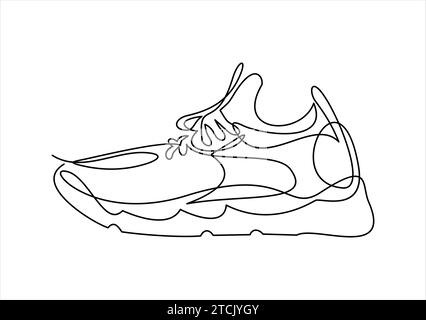 illustration des baskets. Chaussures de sport dans un style de ligne. Ligne continue Illustration de Vecteur