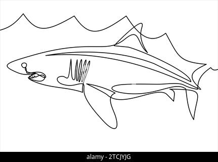 requins dessinés en ligne continue Illustration de Vecteur