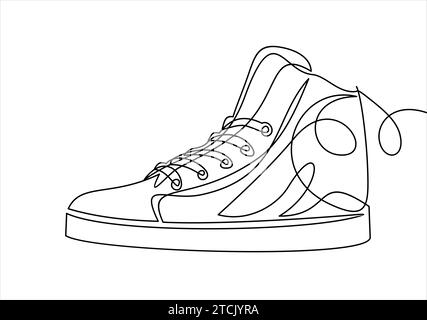 illustration des baskets. Chaussures de sport dans un style de ligne. Ligne continue Illustration de Vecteur