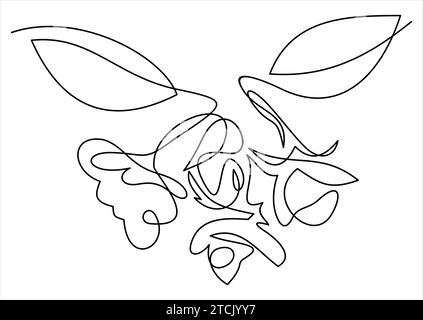 Fleurs d'orchidées dessinées à la main. Dessin au trait unique. illustration Illustration de Vecteur