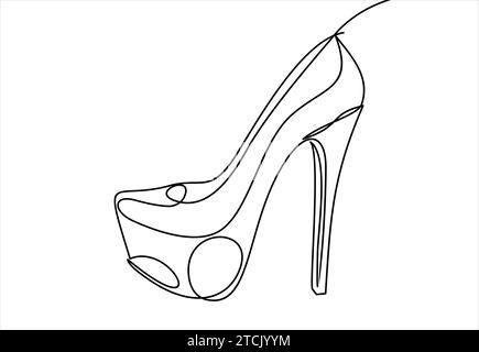 Chaussures à talons hauts pour femmes. icône de ligne - dessin au trait continu Illustration de Vecteur