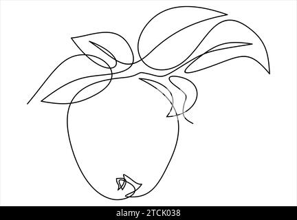 Apple - dessin d'une ligne. Fruit à ligne continue. Illustration de Vecteur