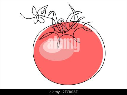 tomates en une seule ligne tracée en continu Illustration de Vecteur
