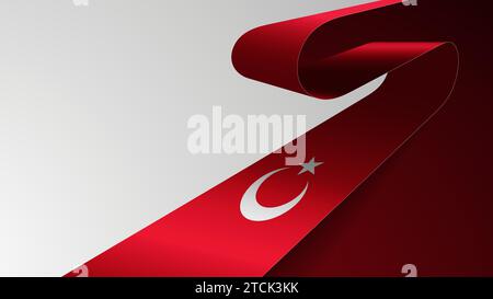 Fond de ruban réaliste avec drapeau de la Turquie. Un élément d'impact pour l'usage que vous voulez en faire. Illustration de Vecteur
